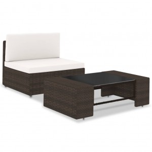 Juego de muebles de jardín 2 piezas ratán sintético marrón D