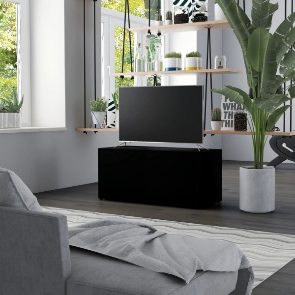 Mobiliário de televisão de madeira contraplacada preta 80x34x36 cm D