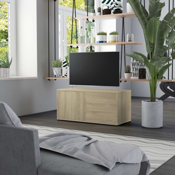 Mueble para TV madera contrachapada color roble 80x34x36 cm D