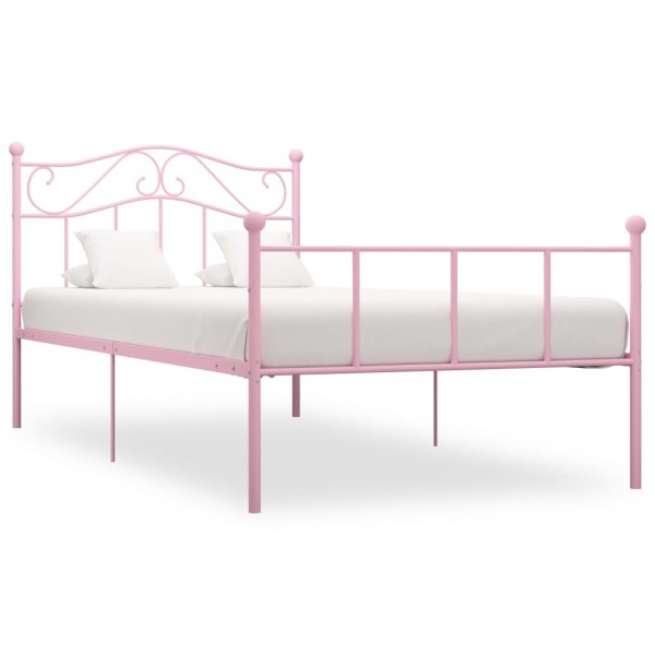 Estructura de cama de metal rosa 90x200 cm D