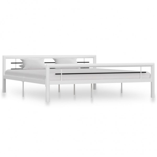 Estructura de cama de metal blanco y negro 180x200 cm D