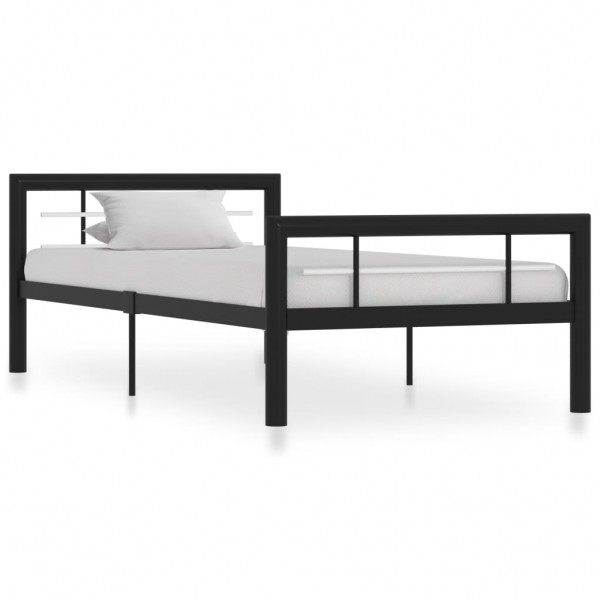 Estructura de cama de metal negro y blanco 90x200 cm D