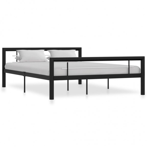 Estrutura de cama de metal preto e branco 160x200 cm D