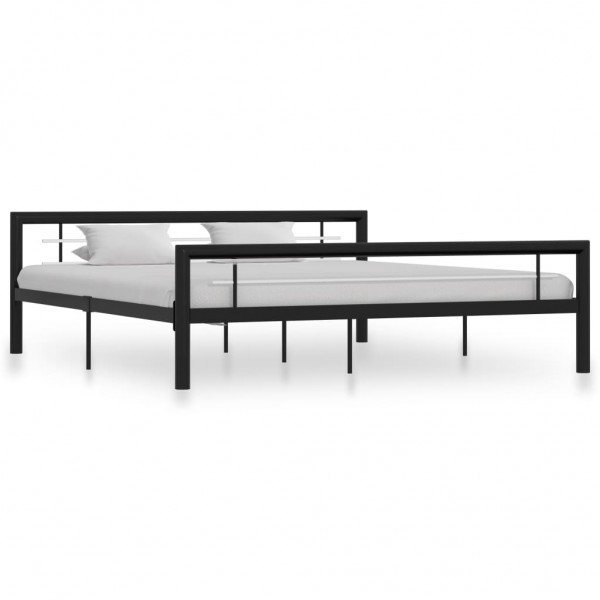 Estrutura de cama de metal preto e branco 180x200 cm D