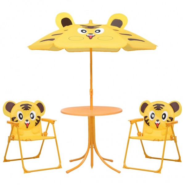 Mesa y sillas de jardín infantil 3 pzas con sombrilla amarillo D