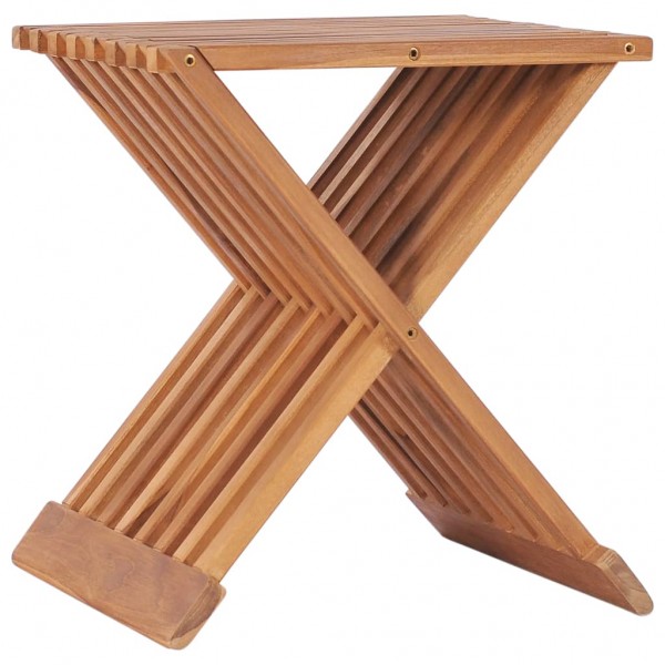 Taburete plegable de madera maciza de teca 40x32x45 cm D