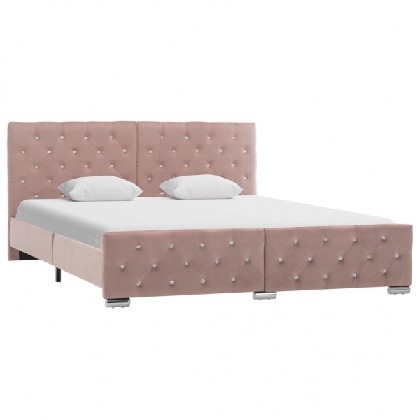 Estrutura de cama de veludo rosa 160x200 cm D