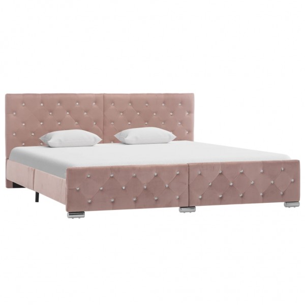 Estructura de cama de terciopelo rosa 180x200 cm D