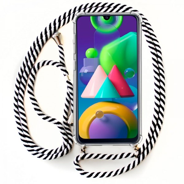 Carcaça COOL para Samsung M215 Galaxy M21 Cordón Blanco-Negro D