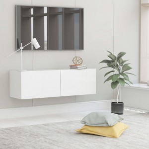 Mueble para TV pared madera contrachapada blanco 100x30x30 cm D