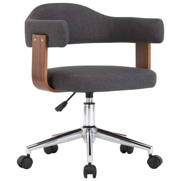 Cadeira de escritório giratória de madeira curva e tecido cinza D