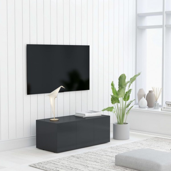 Mueble para TV madera contrachapada gris 80x34x30 cm D