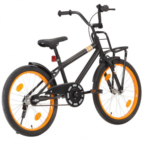 Bicicleta niños y portaequipajes delantero 20 negro y naranja Bicicleta niños y portaequipajes delantero 20 negro y naranja D