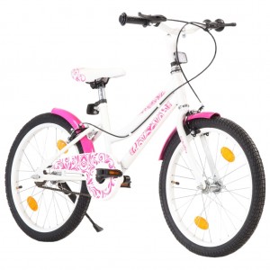 Bicicleta infantil rosa e branca de 20 polegadas D