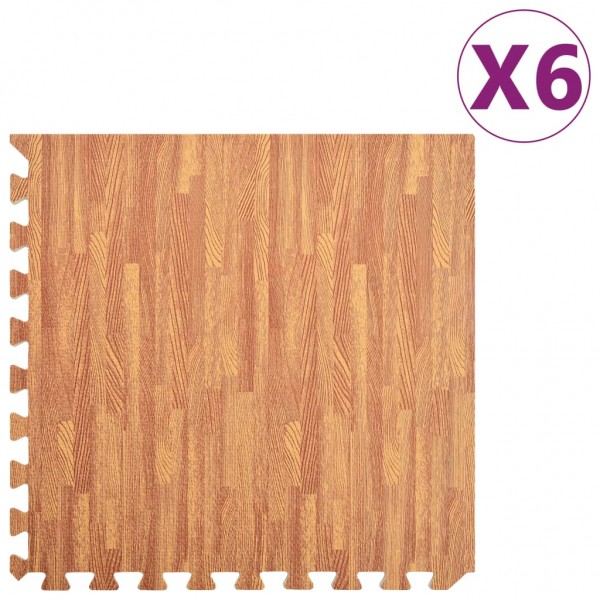 Esterilla de ejercicio 6 piezas color madera 2.16 ㎡ EVA D