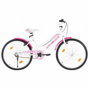 Bicicleta de niño 24 pulgadas rosa y blanca D