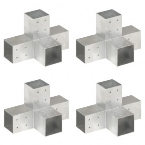 Postes conectores em X 4 peças metal galvanizado 81x81 mm D