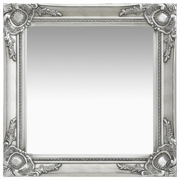 Espelho de parede de estilo barroco prateado 50x50 cm D