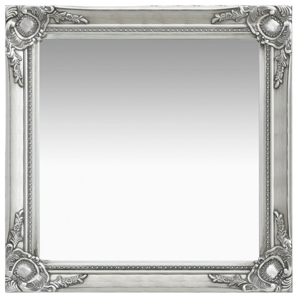 Espejo de pared estilo barroco plateado 60x60 cm D