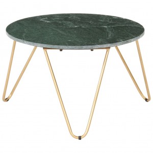 Mesa de centro em pedra real textura mármore verde 65x65x42 cm D