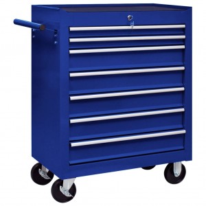 Carrinho caixa de ferramentas 7 caixotes azuis D