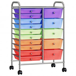 Carrinho de armazenamento portátil XXL 15 caixas de plástico multicolor D