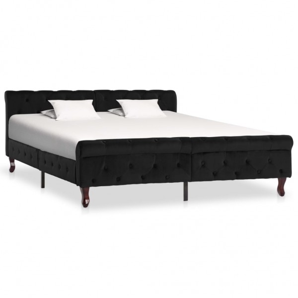 Estructura de cama de terciopelo negro 160x200 cm D