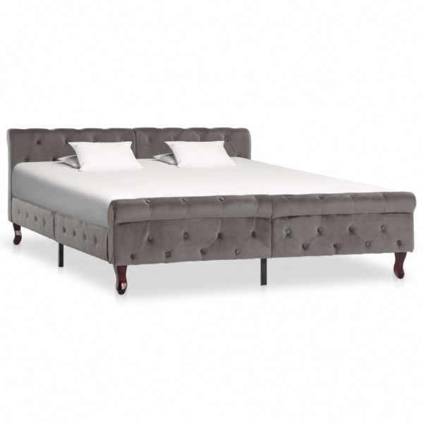 Estructura de cama de terciopelo gris 160x200 cm D
