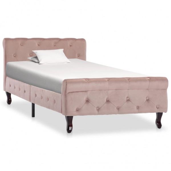 Estrutura de cama de veludo rosa 90x200 cm D