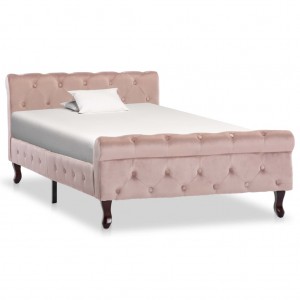 Estructura de cama de terciopelo rosa 100x200 cm D
