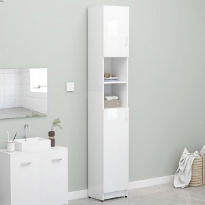 Armário banheiro madeira revestida branco brilho 32x25.5x190 cm D