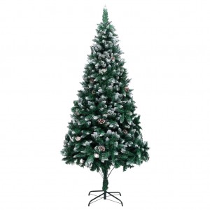 Árbol de Navidad artificial con piñas y nieve blanca 210 cm D