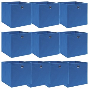 Cajas de almacenaje 10 uds tela azul 32x32x32 cm D