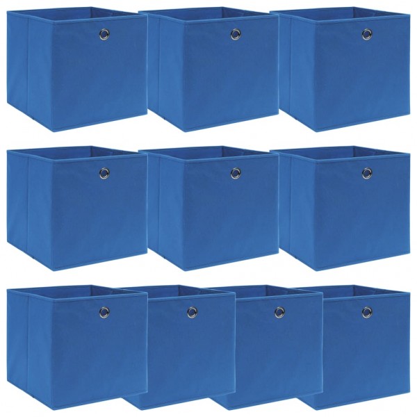 Caixas de armazenamento 10 peças tecido azul 32x32x32 cm D