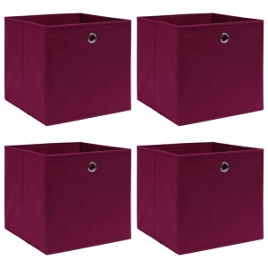 Cajas de almacenaje 4 uds tela rojo oscuro 32x32x32 cm D
