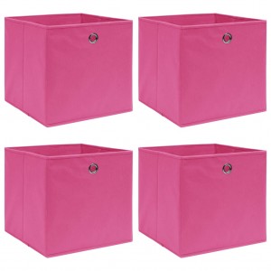 Cajas de almacenaje 4 uds tela rosa 32x32x32 cm D