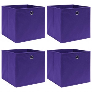 Cajas de almacenaje 4 uds tela morado 32x32x32 cm D