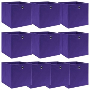 Caixas de armazenamento 10 x tecido roxo 32 x 32 x 32 cm D