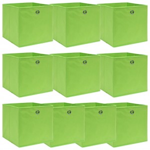 Cajas de almacenaje 10 uds tela verde 32x32x32 cm D