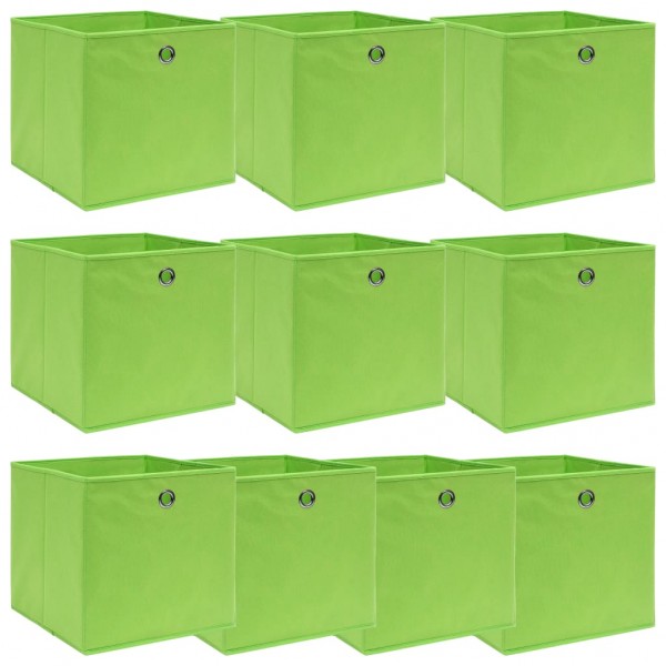 Cajas de almacenaje 10 uds tela verde 32x32x32 cm D