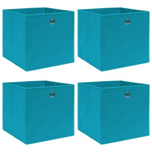 Cajas de almacenaje 4 uds tela azul celeste 32x32x32 cm D
