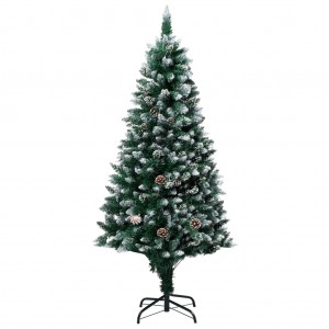 Árbol de Navidad artificial con piñas y nieve blanca 150 cm D