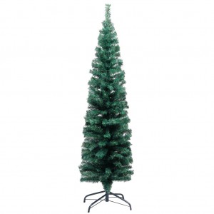 Árvore de Natal artificial fina e suporte em PVC verde 150 cm D