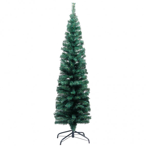 Árbol de Navidad artificial delgado y soporte PVC verde 150 cm D