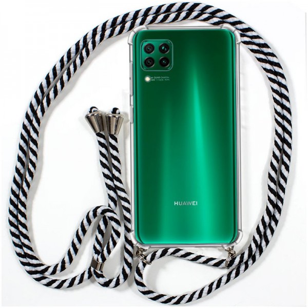 Carcasa COOL para Huawei P40 Lite Cordón Blanco-Negro D