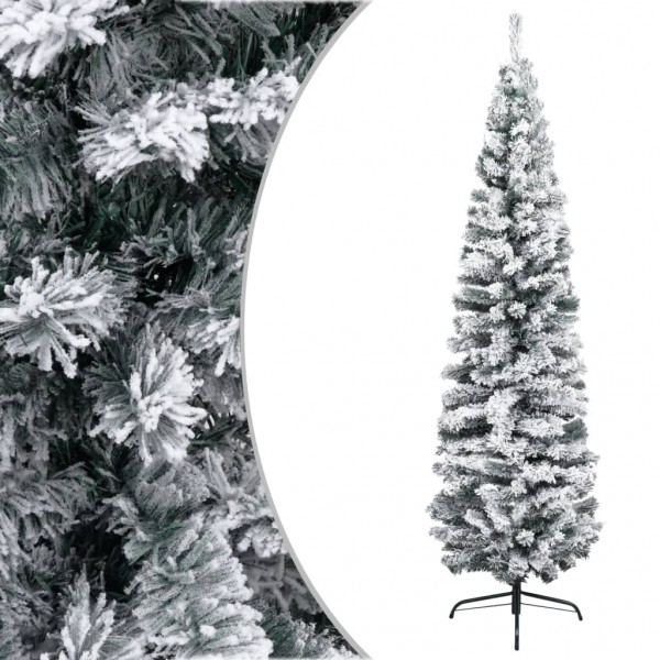 Árbol de Navidad artificial estrecho con nieve PVC verde 240 cm Árbol de Navidad artificial estrecho con nieve PVC verde 240 cm D