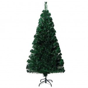 Árvore de Natal artificial e suporte de fibra óptica verde 120 cm D