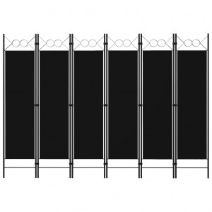 Biombo divisor de 6 paneles negro 240x180 cm D