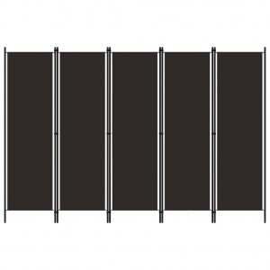 Biombo divisor de 5 paneles marrón 250x180 cm D