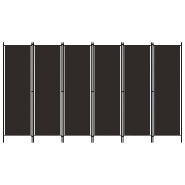 Biombo divisor de 6 paneles marrón 300x180 cm D